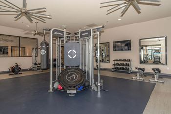 Gym equipment at Level 25 at Cactus by Picerne, Las Vegas